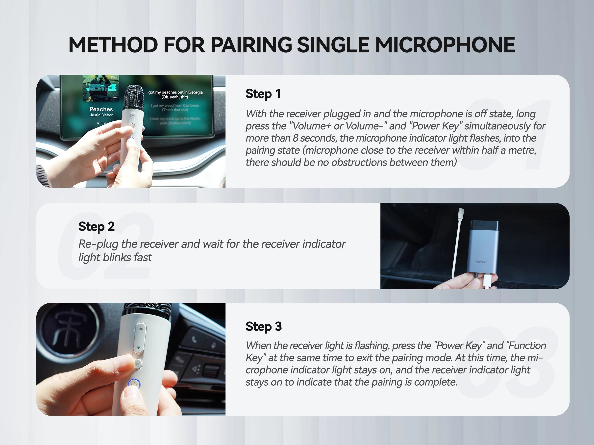 Tesla Karaoke Mic with Portable Storage Bag, Wireless Mic with 8 Joy Effects, Rechargeable Mic with Type-C & Aux in Receiver