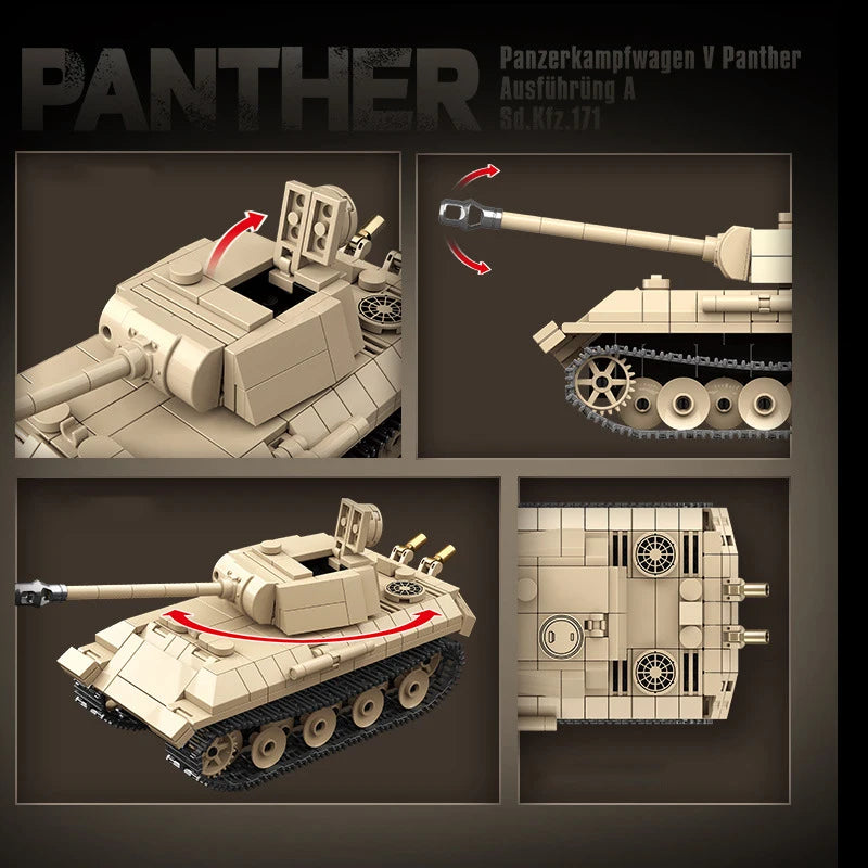 Ww2 Military World War German Leopard Medium Tank Building Blocks Bricks  Educational Toys for  Boy Christmas Gifts