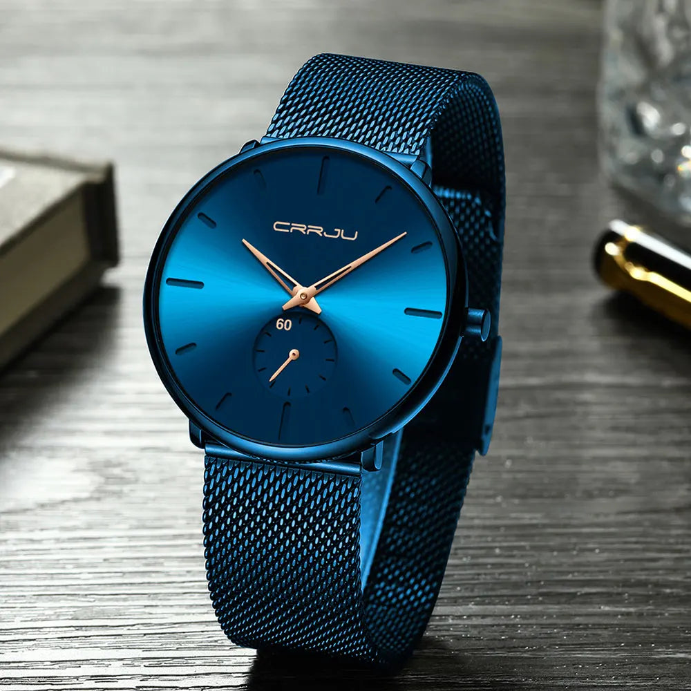 Fashion Mens Watches Top Brand Luxury Quartz Watch Men Casual Slim Mesh Steel Waterproof Sport Watch Relogio Masculino