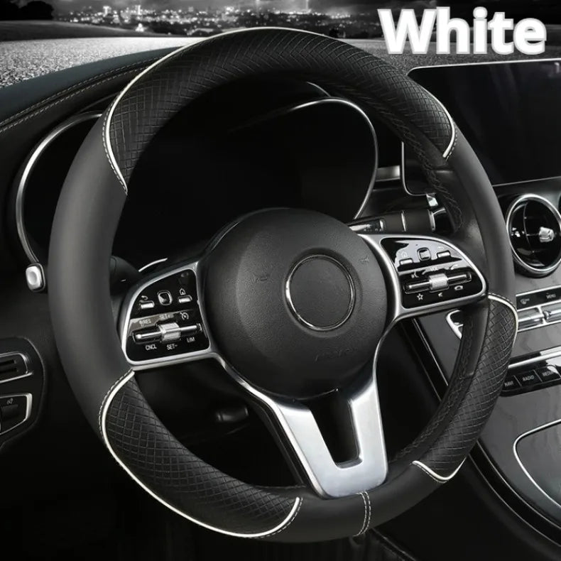 Universal Leather Diamond Steering Wheel Cover 37CM 38CM