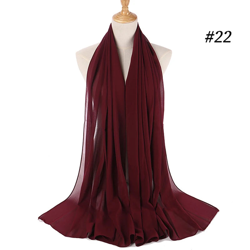 Muslim Chiffon Hijab Women Bubble Chiffon Scarf For Women Ladies Veil Muslim Islam Solid Color Malaysia Wrap Scarves