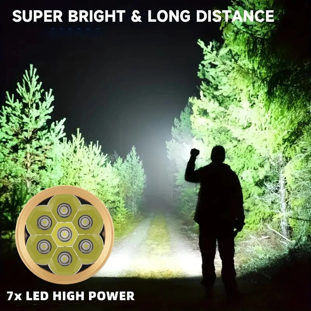 140W 7 LED High Power Rechargeable Flashlight