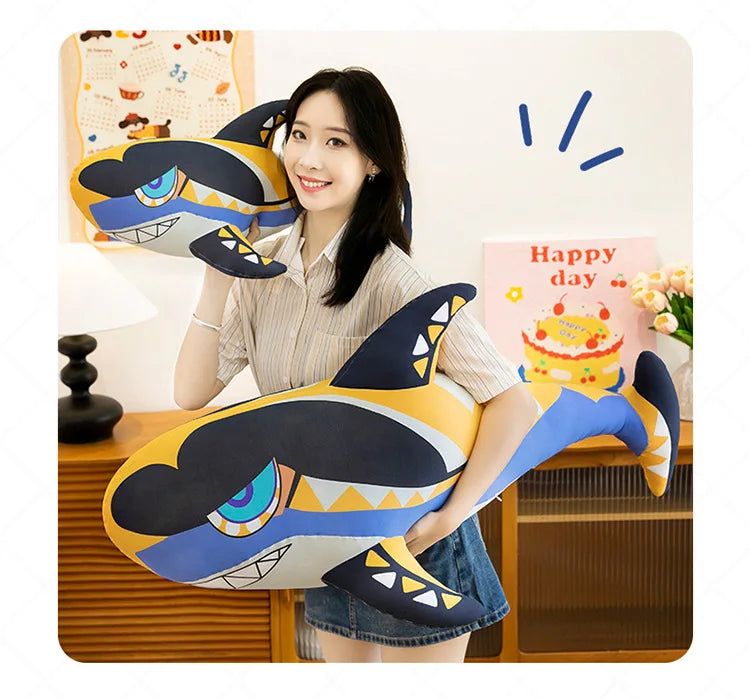 Cute Pirate Shark Plush Stuffed Doll Pillow Toy