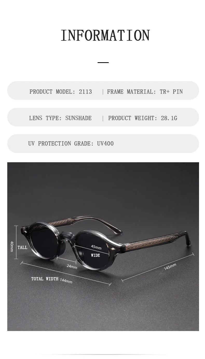 Vintage Oval Acetate Sunglasses With UV400 Protection