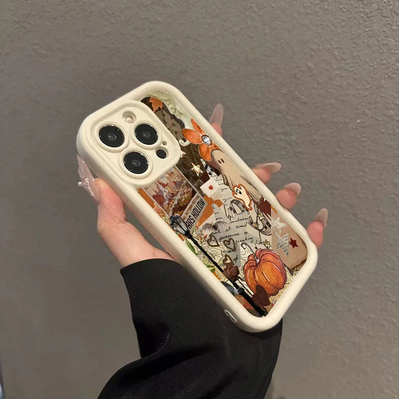 Creative Halloween Pumpkin Pattern Phone Case For iPhone 17 16 15 Pro Max Air 14 16E Soft Cover