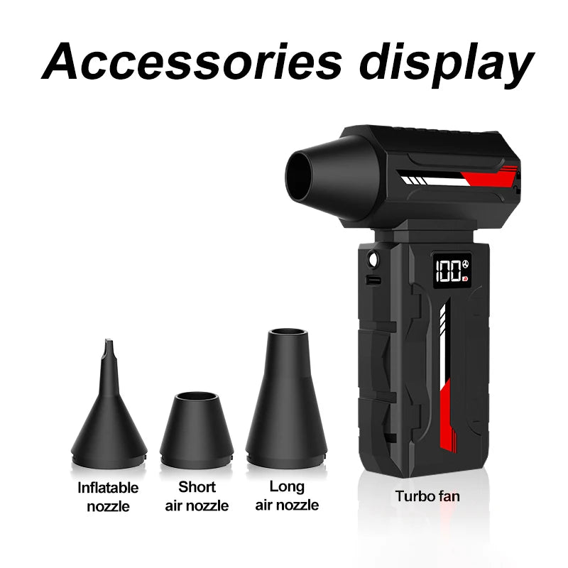 New HFX12 Air Blower Mini Turbo Jet Fan Cordless Vacuum 5 Gear Adjustable Jet Blower With Lighting For Computer Cleaning