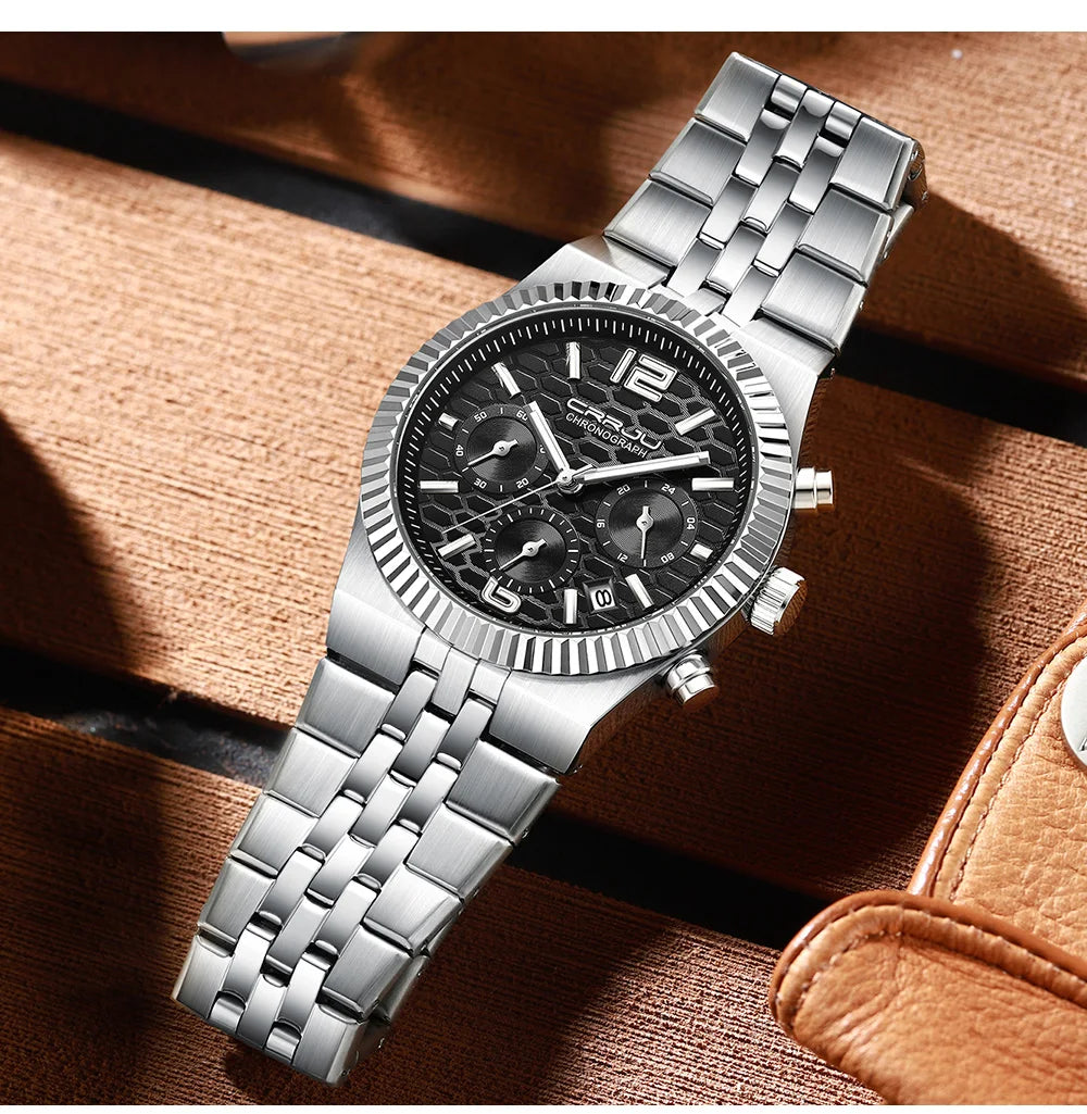 Classic Men's Automatic Date Watch Stainless Steel Quartz Elegant Round Case Luminous Versatile Fashion Night Light 2323
