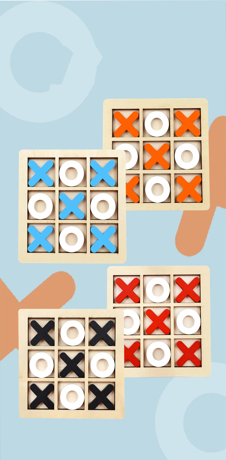 Wooden Push and Shove Tic Tac Toe Strategy Game