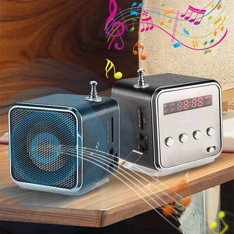 Rechargeable Portable radio FM portable mini radio Mini High Bluetooth Portable Voice Suitable for computer cell phone MP3 music