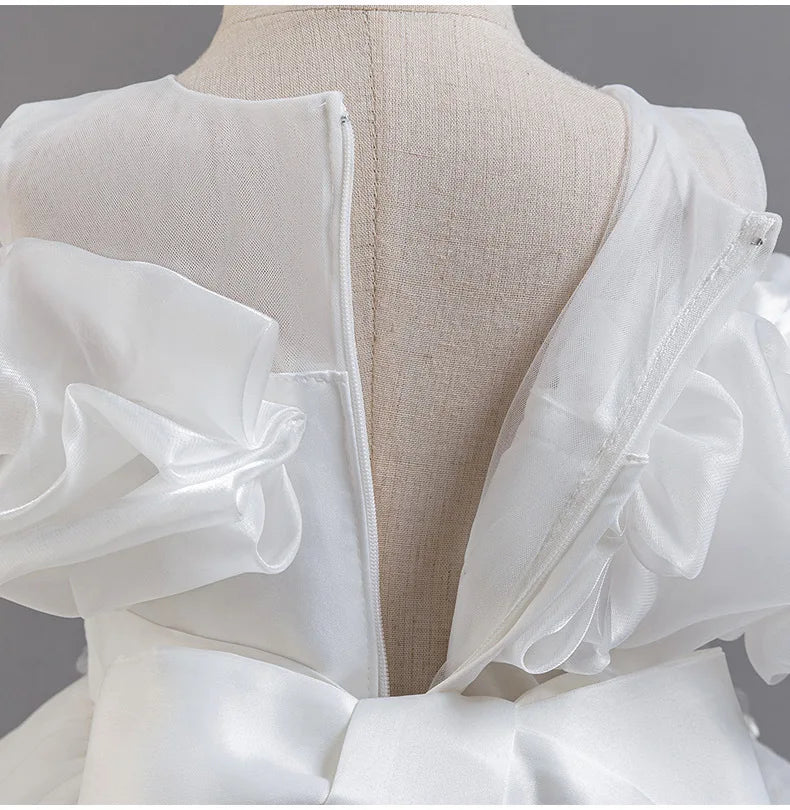 Luxury Off-Shoulder Gown with Train for Girls  Tulle Dress for Fashion Walk Show & Pageants