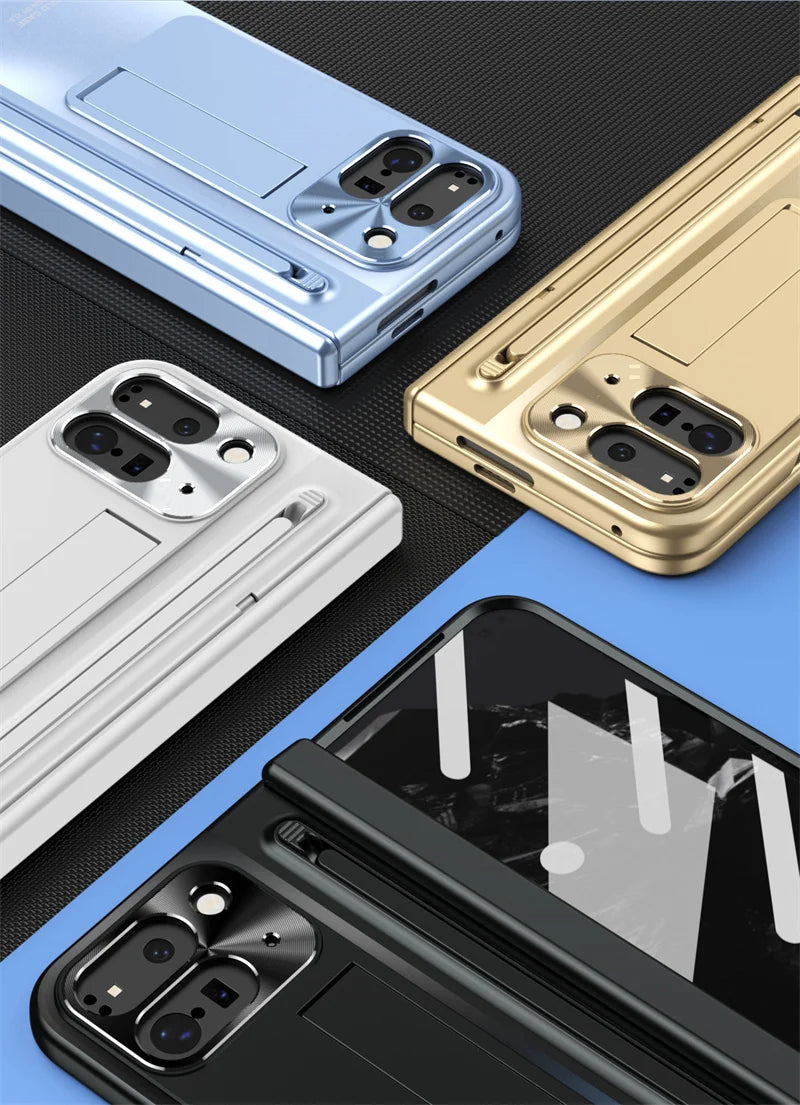 Electroplated Frosted lens Protection Tempered Glass Film Phone Case for Google Pixel 9 Pro Folding Hinge Phone Case