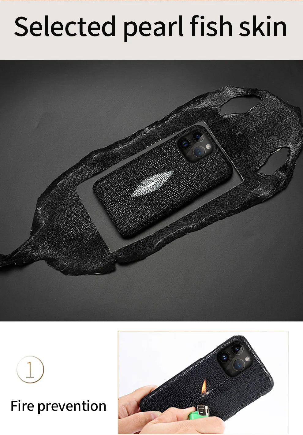 Genuine Stingray Leather Phone Case for iPhone 16 15 14 Pro Max Plus 14Pro 15Pro max Luxury Shockproof Back Cover