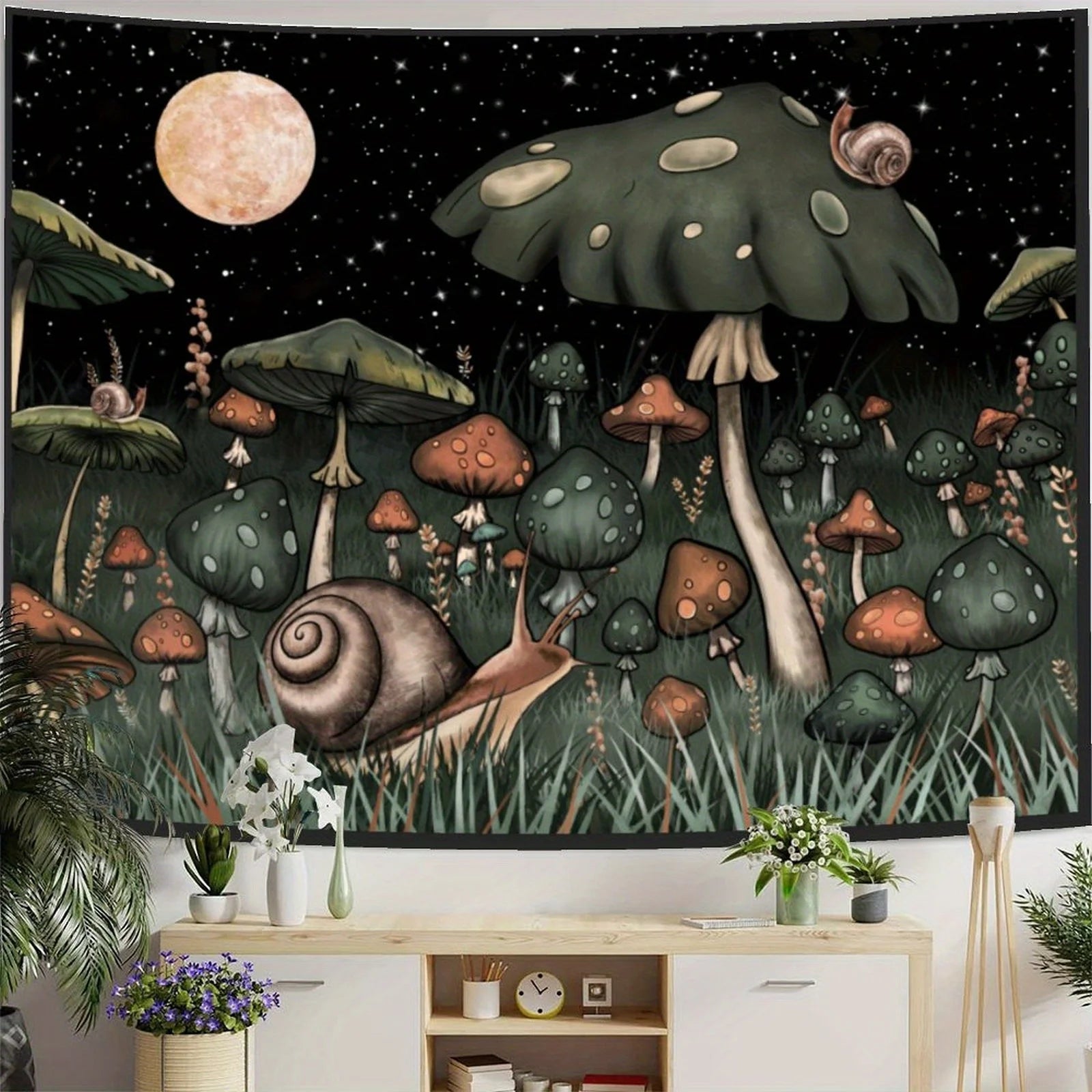 Mushroom Tapestry Hippie-Style Bedroom Tapestry Charming Aesthetic Wall Feature Decorative Backdrop