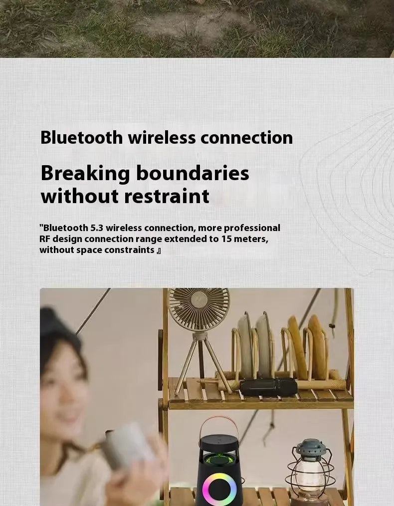 Wireless Bluetooth Speaker Outdoor Portable Camping RGB Color Light Rechargeable Wireless Speaker Home Party Music Player