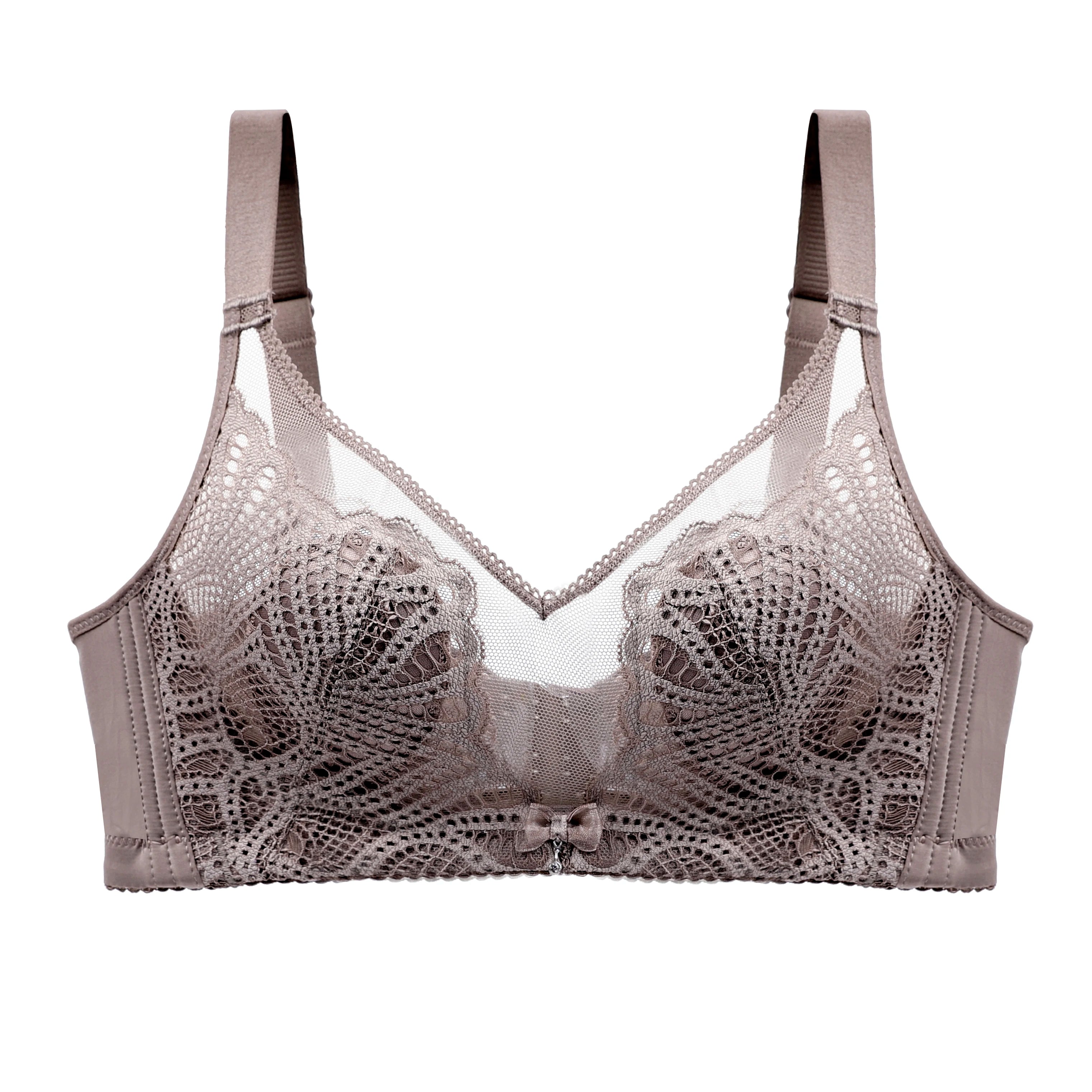 Women’s Lace Transparent Rabbit Ears Bra – Soft, Wire-Free Push-Up with Adjustable Straps