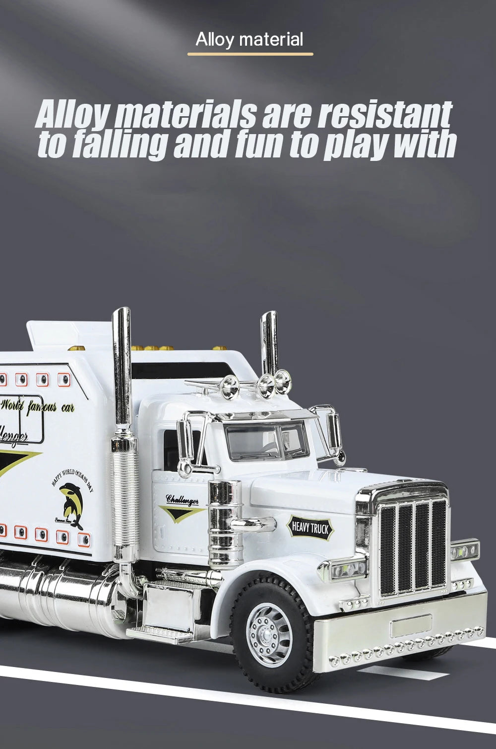 1/24 Scale Peterbilt 389 Heavy Truck Tractor Toy Model Alloy Diecast Sound Light Pull Back Model Truck Boys Toy Gifts Collection