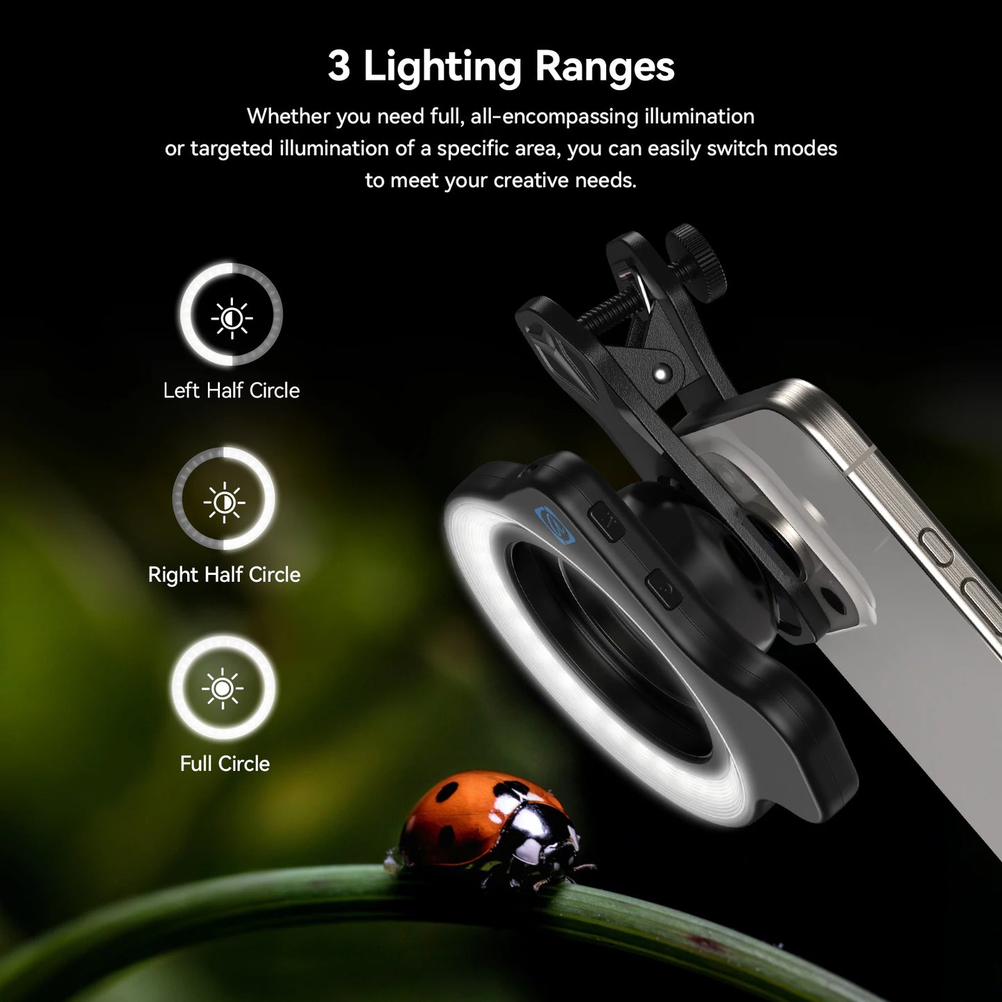 10X to 20X Zoom Macro Smartphone Lens with Fill Light