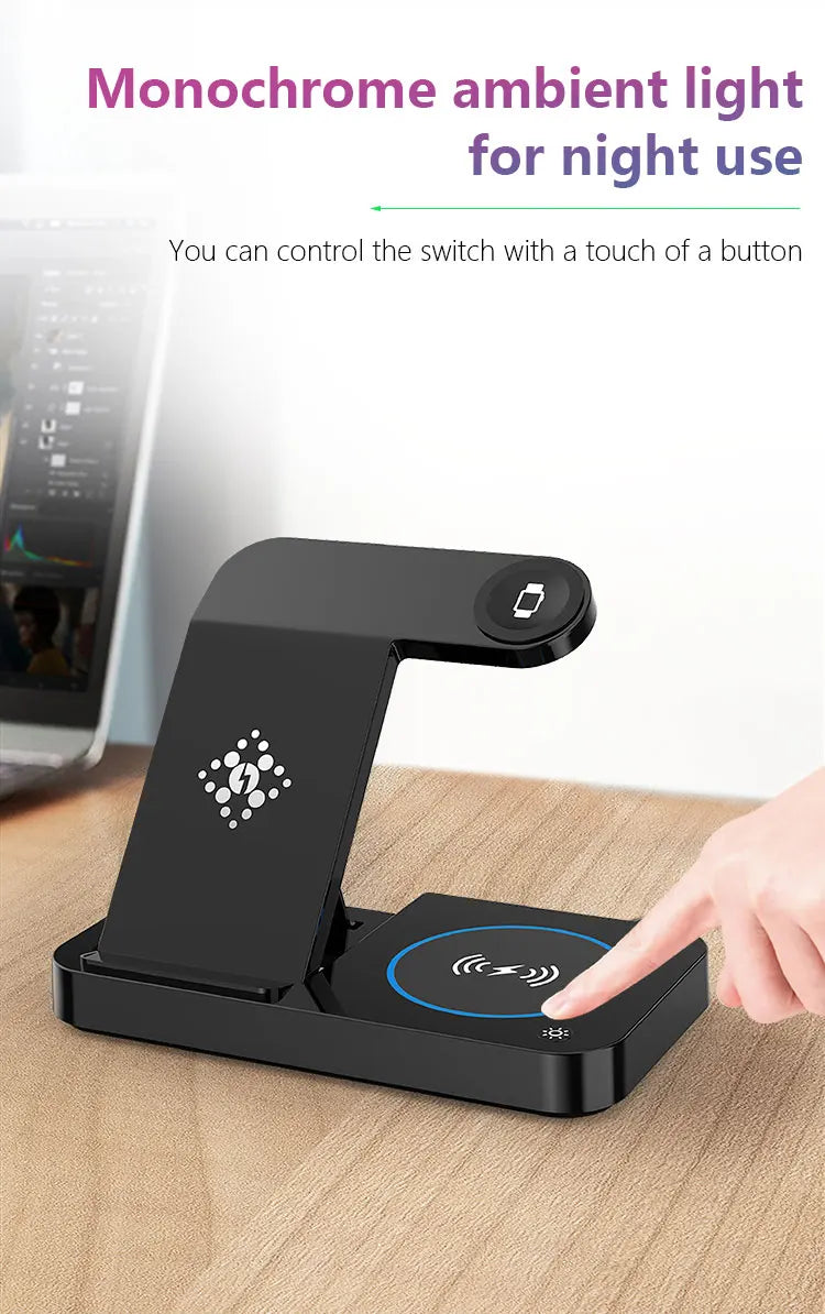 Portable Desktop Mobile Phone Wireless Charger Station 3In1 4 3 In One 3 In 1 Folding Megnetic Foldable 10W 15W Wireless Charger