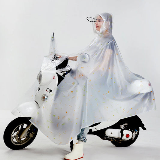 Long Waterproof Motorcycle Rain Poncho with Hood Visor and Sleeves