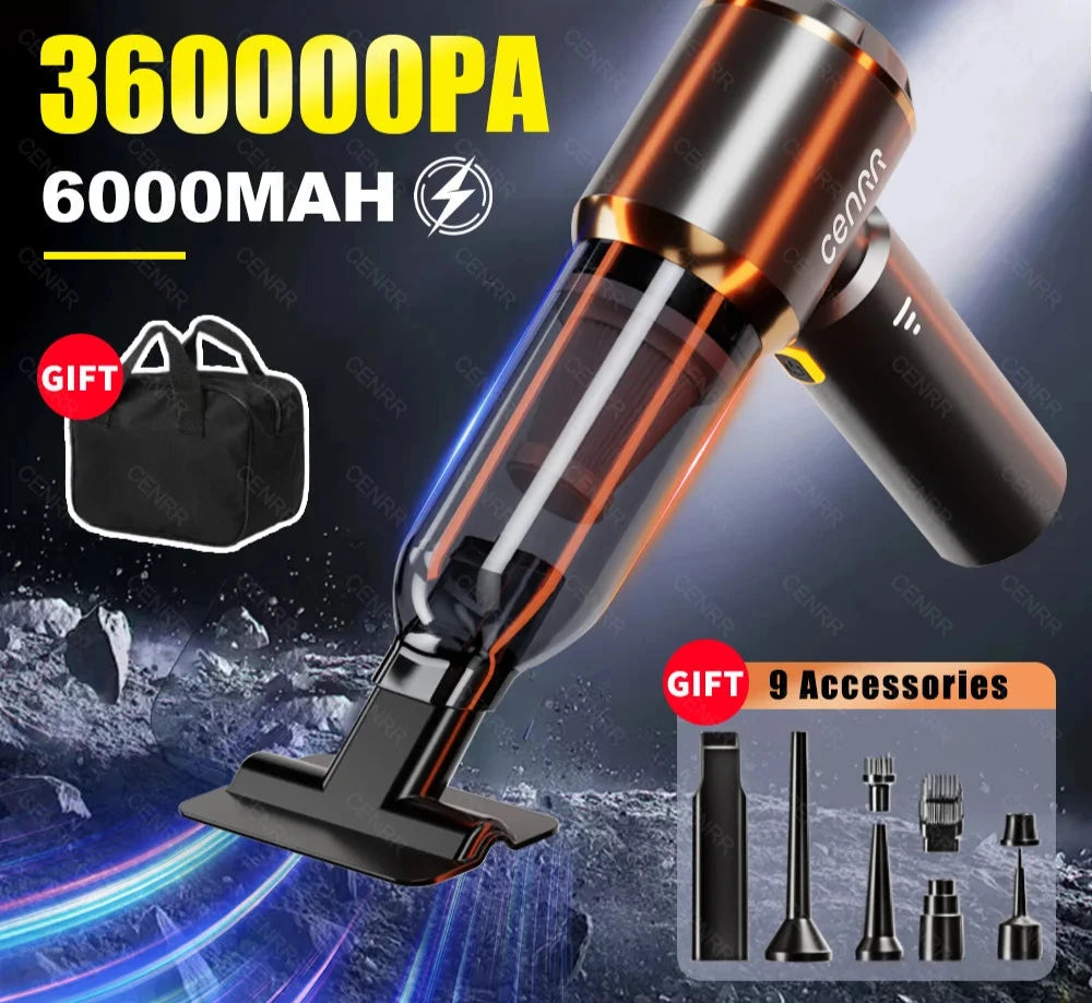 Car Vacuum Cleaner 360000PA Powerful Cordless Wireless Car Cleaner Mini HandHeld Portable Vacuum Cleaner Home Appliance