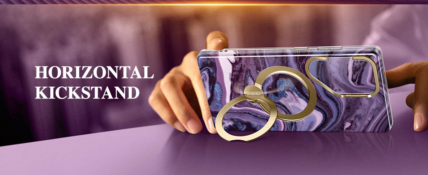 360° Spin  Stand for Samsung Galaxy S25 Ultra Case with Magsafe Marble Military Grade Protective Phone Cover