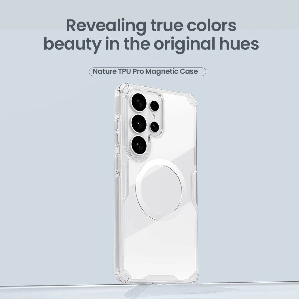 Nature Pro Magnetic Transparent Case for Samsung Galaxy S26 Ultra / S26 Plus – PC + TPU Frame Protective Phone Cover