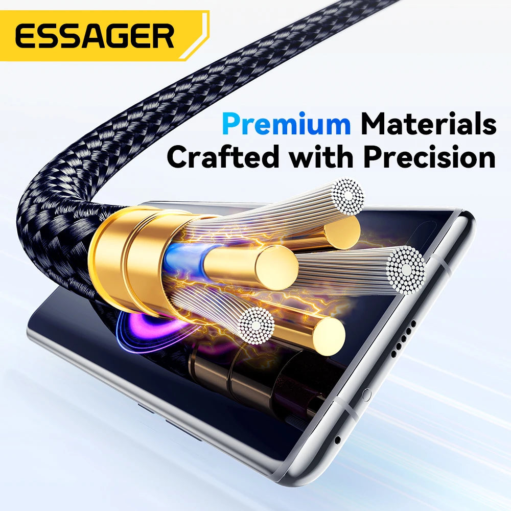 120W USB Type-C to Type-C Fast Charging Cable with LED Display