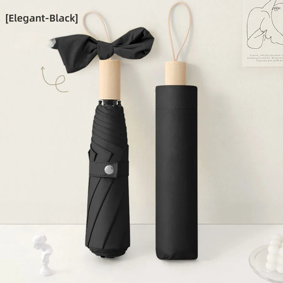 A wooden handle travel camping outdoor sunshade umbrella with high aesthetic value, French retro style umbrella