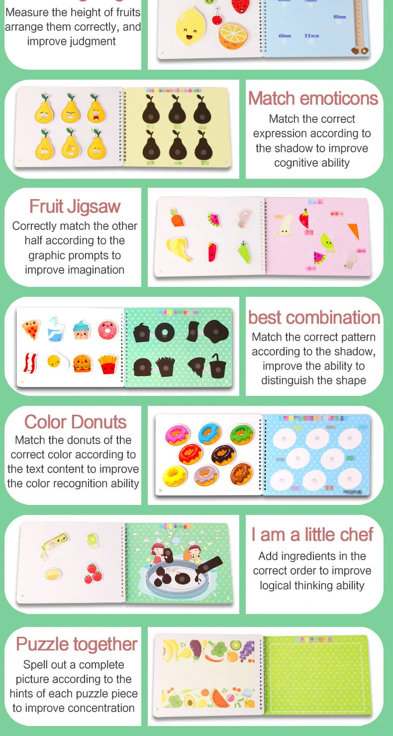 Montessori  Busy Book My First Quiet Book Paste Learning Educational Toys Books  Matching Game Toys for 1 to 3 Y