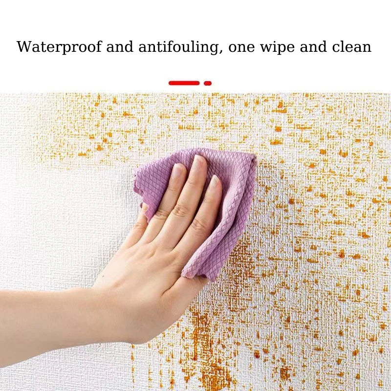 50cmX2.8/5/10m Linen Solid Color 3D Thickened Waterproof Foam Self-adhesive Background Wall Renovation Wallpaper Wall Stickers