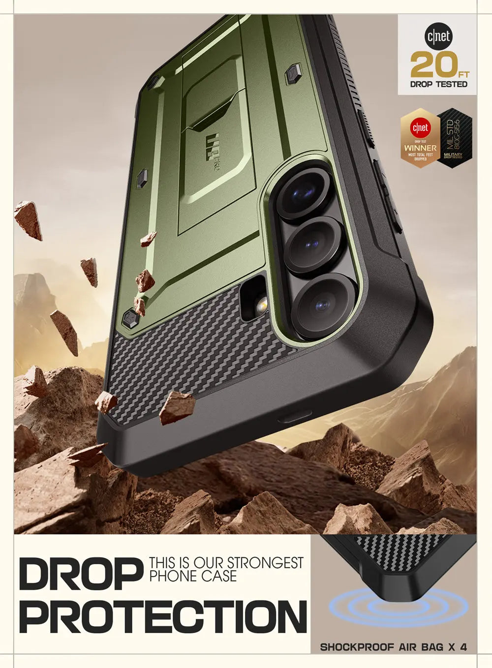 For Samsung Galaxy S25 Case UB Pro Heavy Duty Rugged Phone Case with 2 Front Frame Built-in Screen Protector & Kickstand