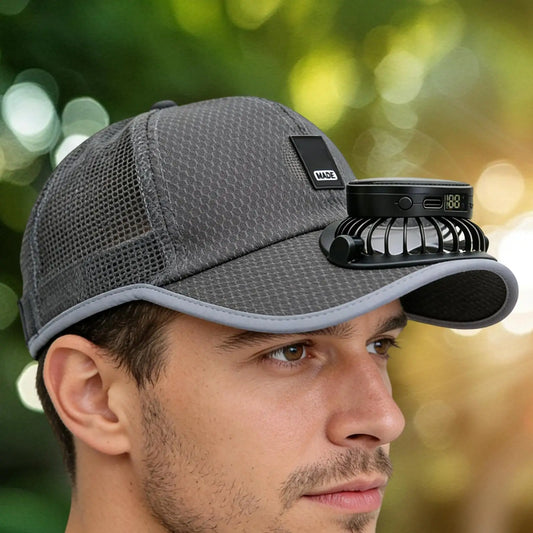 Wide Brim Solar Fan Hat With USB Charging