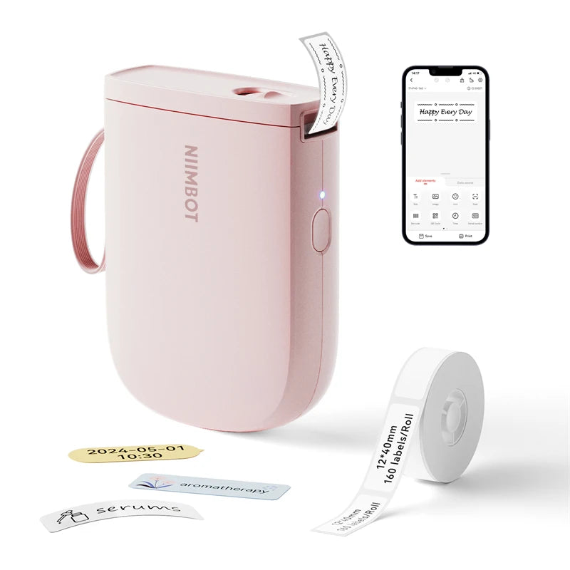 D11 Mini Thermal Label Printer 300DPI, Bluetooth Wireless Inkless Sticker Maker, Portable Label Printer for Android & iOS