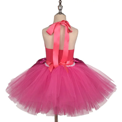 Princess Girls Rosy Knee Length Barbi Tutu Dresses for Girl Letter B Birthday Party New Year Christmas Costumes Margot Robbie