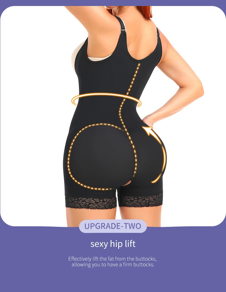 Women's Shapewear Bodysuit  Slimming  Butt Lifter Full Body Shaper Bbl Tummy Control Open Crotch Ziper