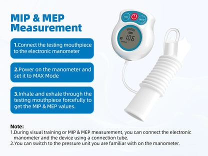 Breathing Exercise Device with Digital Manometer Lung Exerciser Device Respiratory Muscle Trainer Improve Lung Capacity with App