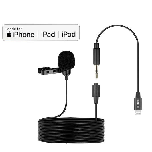 Lavalier Lapel Clip-on Microphone Cardioid Mic with 3.5mm TRS Cable Detachable Single Head Compatible for Smartphone