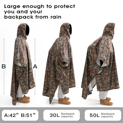 3 In 1 Outdoor Military Waterproof Men Raincoat Women Awning From The Rain Motorcycle Rain Poncho Picnic Mat