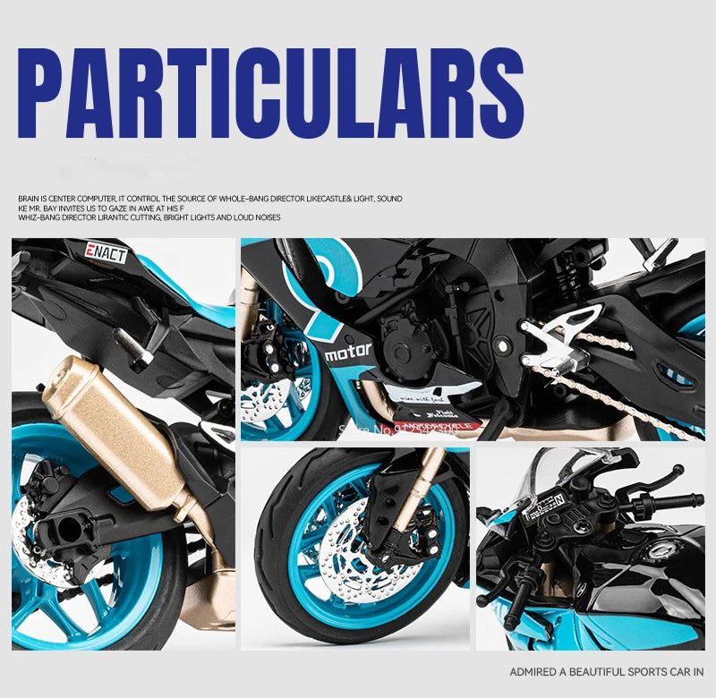 1/12 Yamaha R1M Toy Motorcycle Model Alloy Diecast with Shock Absorption Simulation Scale Motorcycle Model Toys for s Gifts