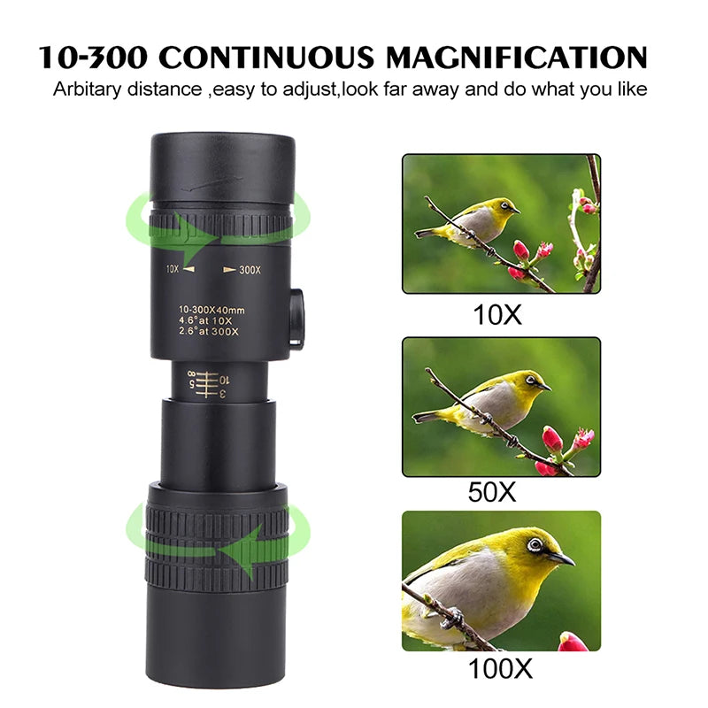 Outdoor 300X40 Zoom Len Spin Monoculars Professional Long Range Telescope Mobile Phone Photo Binoculars