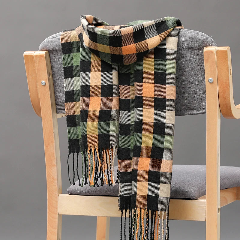 Classic lattice men soft shawl plaid scarves shawl wraps shawl neckerchief headband muffler