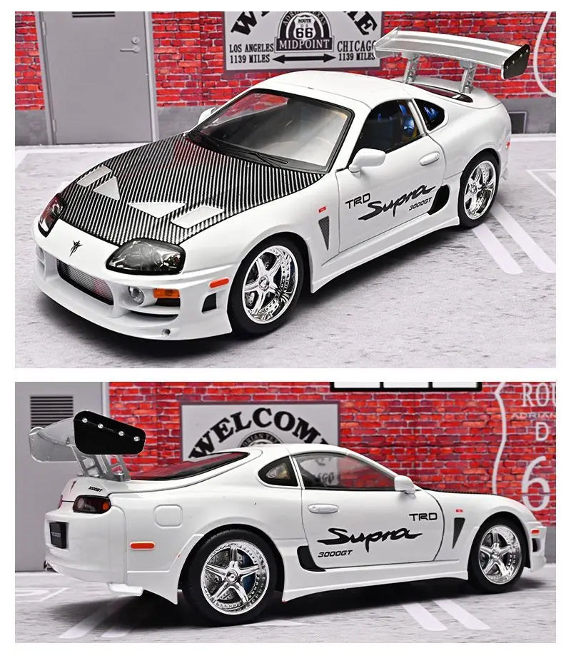1 24 Scale Supra A80 JDM Supercar Diecast Pull Back Model Car with Sound and Light