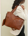 Big Black Shoulder Bags Large Soft Leather Crossbody Handbag Travel Tote Bag
