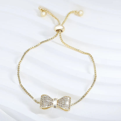 Zirconia Crystal Bow Adjustable Bracelet & Bangle