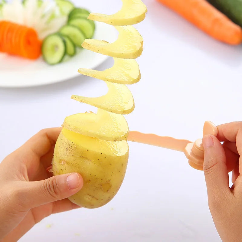 Spiral Potato Cutter Twisted Slice Potato Tower Whirlwind Potato Cut Diy Creative Fruit and Vegetable Spiral Slicer for Kitchens