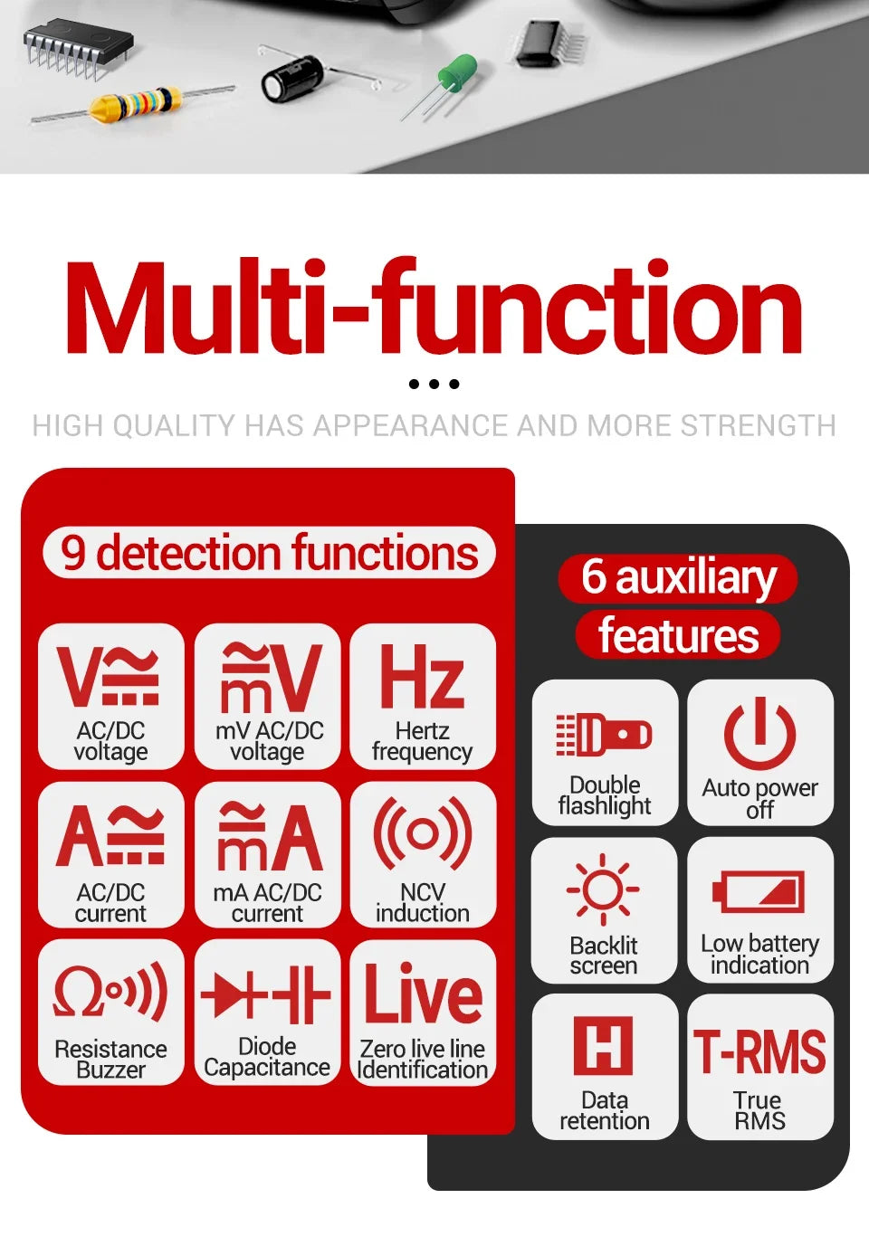 Capacitor Tester Resistance Current Voltage Multimetro 4000 Counts Instruments Meter Multimeters NCV Backlight Tools