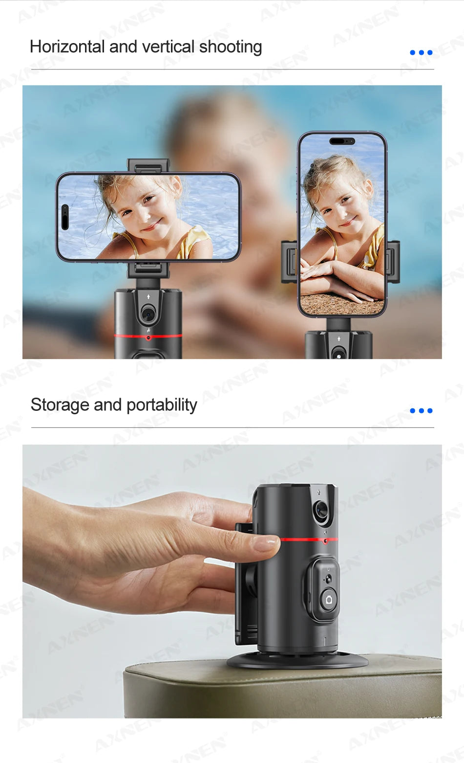 P02 360 Rotation Follow-up Gimbal Stabilizer Monopod Desktop Tracking Gimbal with Remote for Phone Live Photography
