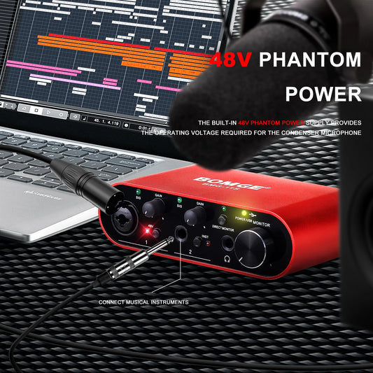 BMG11S USB Audio Interface with 24 Bit 192kHz Recording and Headphone Monitoring Amplifier