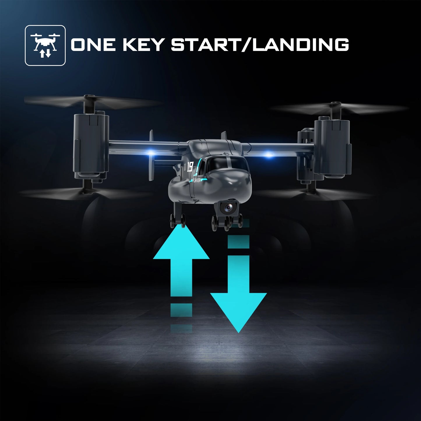 Remote Control Helicopter Drone 480P Camera Fighter UAV Land Air Mode Aircraft Brushless RC Drones for  Plane Toys