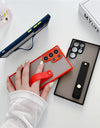Transparent Matte Silicone Frame Wrist Strap Holder Case For Samsung S24 S23 S22 Ultra FE S21 S20  Armor Cover
